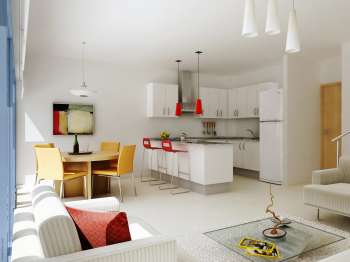 Arch. Viz. Houses, Spuig de Mar, Ibiza (interior, 1, salón)