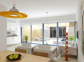 Arch. Viz. Houses, Spuig de Mar, Ibiza (interior, 3, living room)