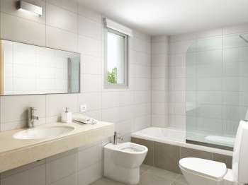 Arch. Viz. Houses in Nova Polop. Alicante (interior, main bathroom, option 2)