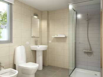 Arch. Viz. Houses in Nova Polop. Alicante (interior, secondary bathroom, option 1)