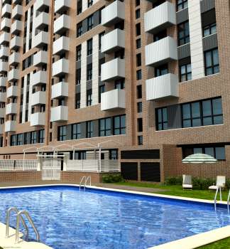 Arch. Viz. Building. Les Arts 2. Francia Ave., Valencia (exterior, 4, pool)