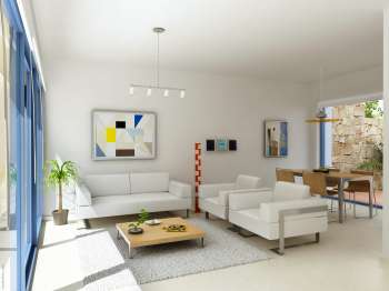 Infografía Unifamiliares Spuig de Mar, Ibiza (interiores, 4, salón)