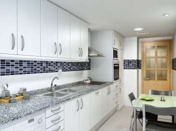 Infografía Edif. en Av. Valencia, Castellón (interior, cocina, 2)