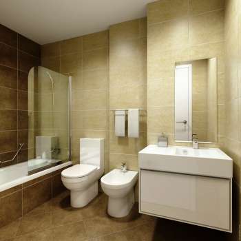 Infografía Edif. en C/Azcárraga. Valencia (interior, baño principal, opción 1)